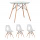Обеденная группа Eames D80 стеклянный, 3 прозрачных стула Eames Обеденная группа Eames D80 стеклянный, 3 прозрачных стула Eames