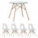 Обеденная группа Eames D80 стеклянный, 4 прозрачных стула Eames Обеденная группа Eames D80 стеклянный, 4 прозрачных стула Eames
