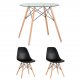 Обеденная группа Стол Eames D80 стеклянный, 2 стула Eames DSW черный Обеденная группа Стол Eames D80 стеклянный, 2 стула Eames DSW черный