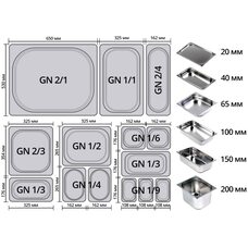 Гастроёмкость 813-20 GN 1/3 (325х176х20 мм) нерж. сталь Viatto